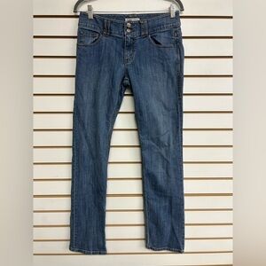 CAbi‎ Style 347 straight leg, 2 button/zip, blue 5-pocket, women's jeans size 6